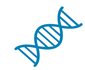 A blue dna strand with white lines Description automatically generated